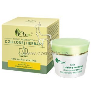 ���� ��� ����� � �������������� ���� � ���������� �������� ��� � ��������� Q10+R AVA Laboratorium Dry & Sensitive Skin Cream Green Tea & Q10+R