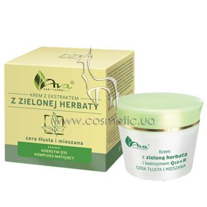 ���� ��� ������ � ��������������� ���� � ���������� �������� ��� � ��������� Q10+R AVA Laboratorium Oily & Combination Skin Cream Green Tea & Q10+R