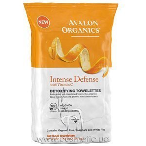 ��������� ������� �������� ��� ���� � ������-�������� � ��������� � Avalon Organics Intense Defense Detoxifying Towelletes with Vitamin C