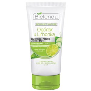 ���� ��� �������� + ����� + ��������� ������� � ���� Bielenda Bouquet Nature Cucumber & Lime 3in1 Wash Gel + Scrub + Serum