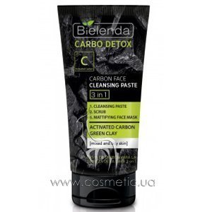 ��������� ����� ��� �������� � �������������� ����� Bielenda Carbo Detox 3 in 1 Charcoal Face Cleansing Paste