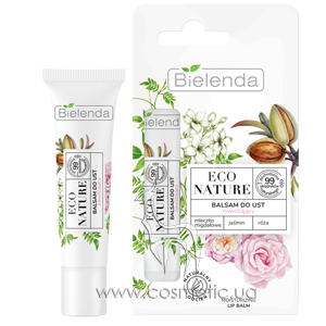 ���������� ������� ��� ��� Bielenda Eco Nature Almond milk, Jasmine, Rose Moisturizing Lip Balm
