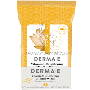 ������� �������� ��� ���� � ����������� ��������� � ��������� C Derma E Vitamin C Brightening Micellar Wipes