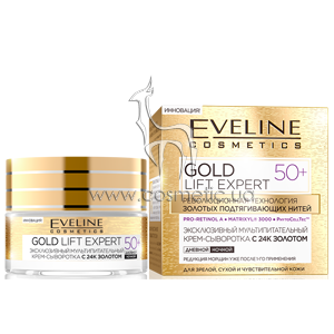 ������-����������� ���� 50+ Eveline Cosmetics Gold Lift Expert 50+ Face Multinourishing Cream Serum 24k Gold