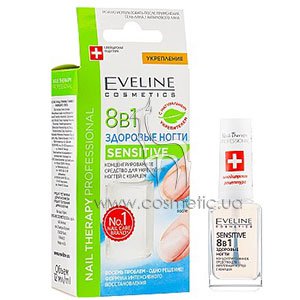 ����������������� �������� ��� ���������� ������ 8�1 Eveline Cosmetics Nail Therapy Professional Total Action Sensitive 8w1