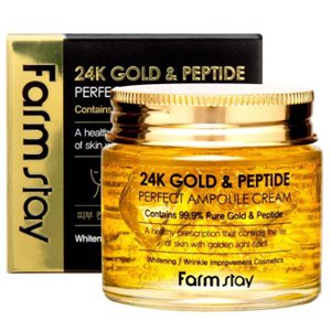 ��������� ���� � ������� � ��������� FarmStay 24K Gold & Peptide Perfect Ampoule Cream