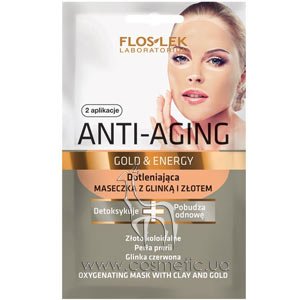 ��������� ����� ��� ���� � ������ � ������� ��� ��������� ���� ���������� Floslek Anti-Aging Gold & Energy Oxygenating Clay & Gold Mask