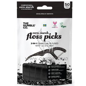 ������ ���� � ���������� ������ (50 ��) The Humble Co Dental Floss Picks Black