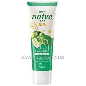 Пенка для умывания с экстрактом зеленого чая Kanebo Naive 100% Facial Cleansing Foam Tea Extract