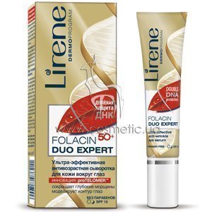 ������-����������� �������������� ��������� ��� ���� ������ ���� Lirene Folacin 50+ DUO Expert Ultra Effective Anti-Wrinkle Eye Serum SPF 10